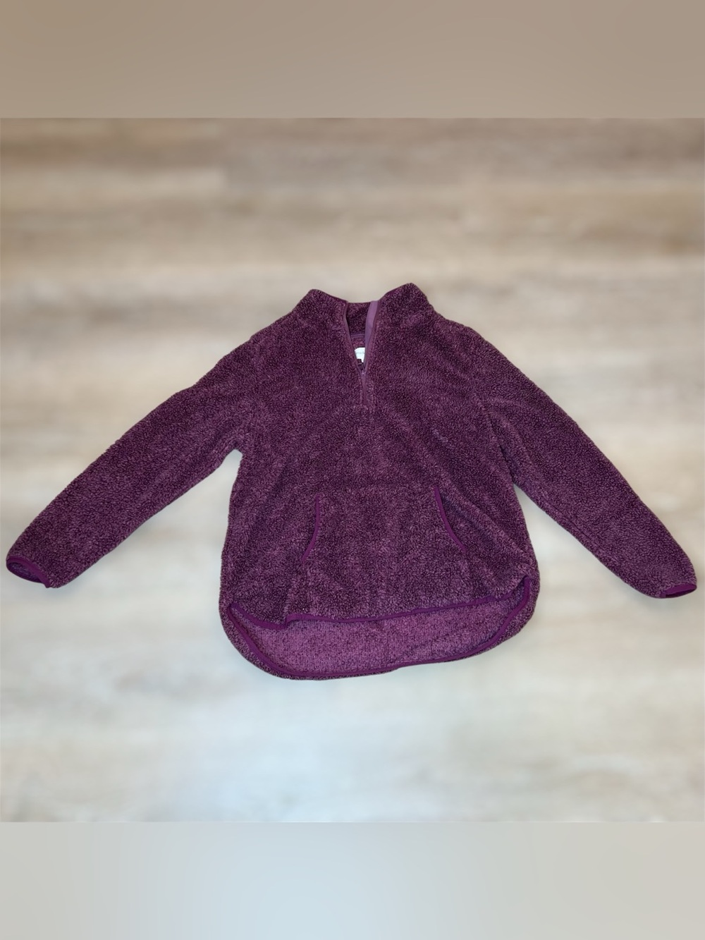 Mía & Tess, Mulberry Sherpa 1/4 Zip Long Sleeve Pullover, Women’s Large